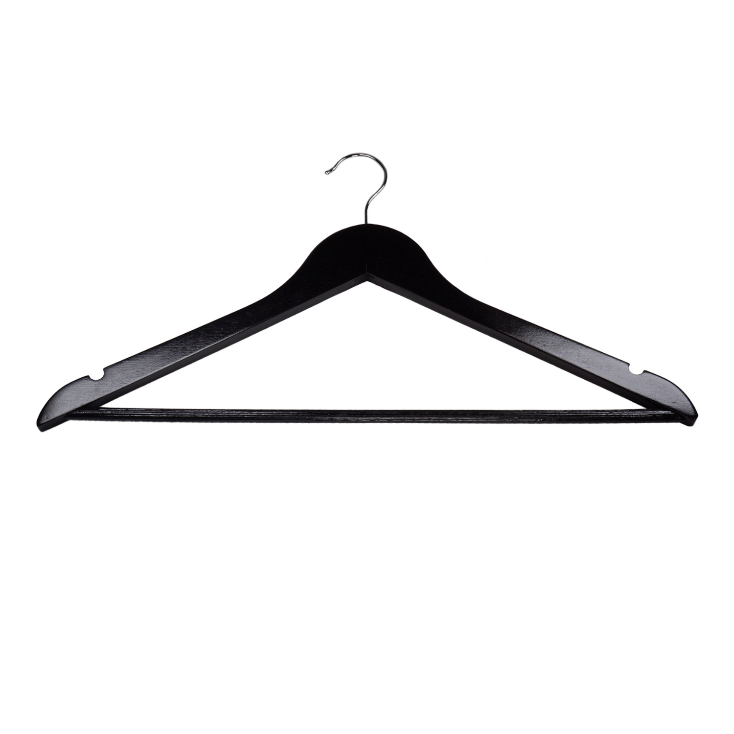 Hanger silver hook Edward wood with crossbar 45 cm, Black