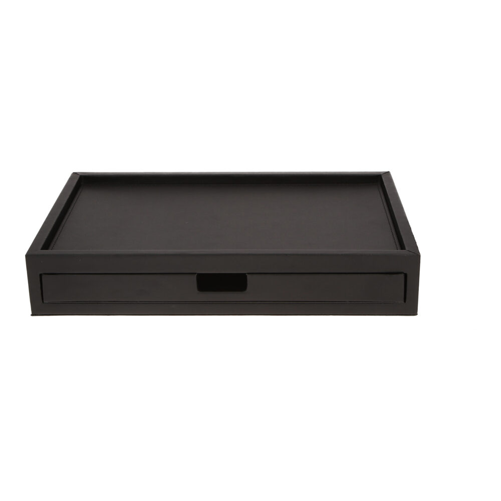 Drawer tray PU-leather, 30x20x7 cm Black 
