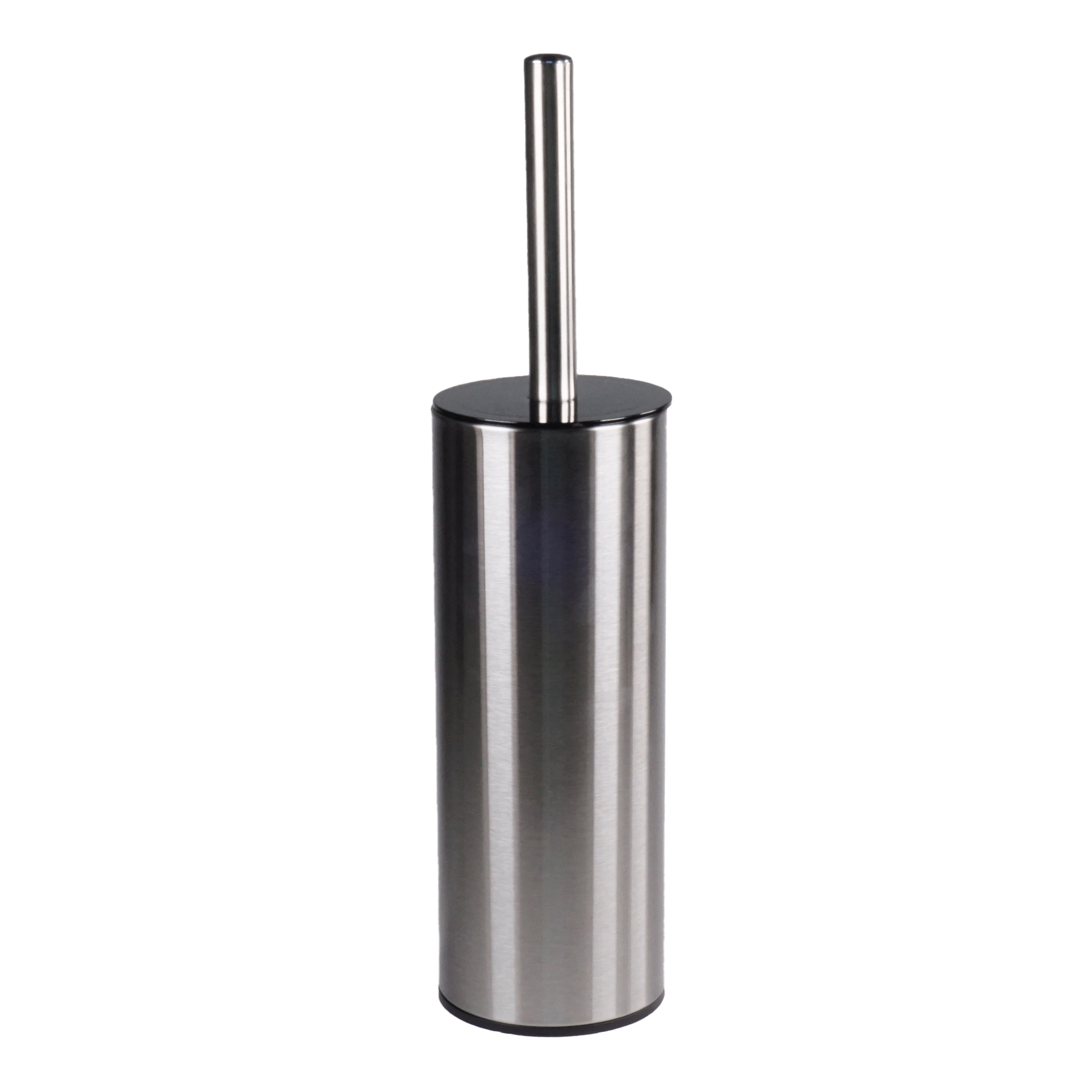 Toilet brush Edward, Black lid Brushed steel, fingerprint proof