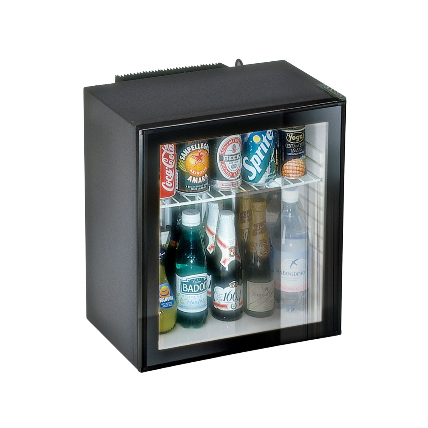 Minibar Edward Absorption 25L. glass door. Black. Made in Italy