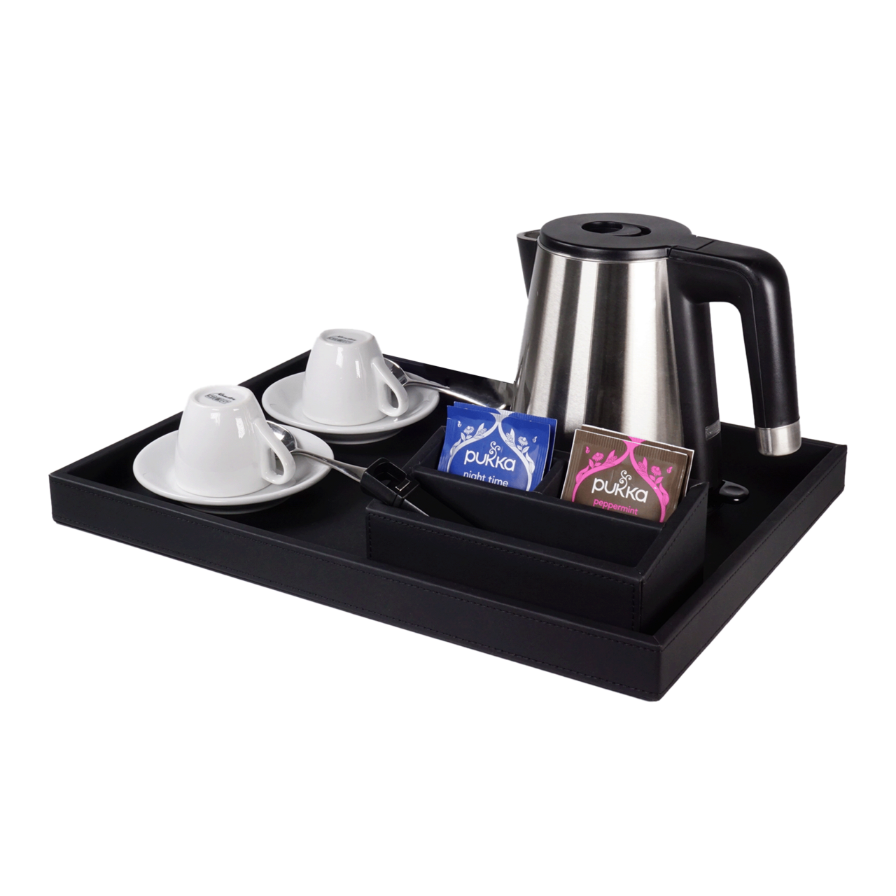 Sachethållare PU-läder, 16x6x8 cm Svart