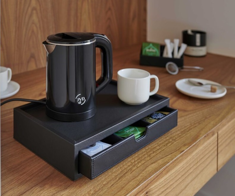 Drawer tray PU-leather, 30x20x7 cm Black 