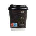 Take Away dubbelvägg pappersmugg Enjoy! 23 cl, Svart med dryckesmotiv
